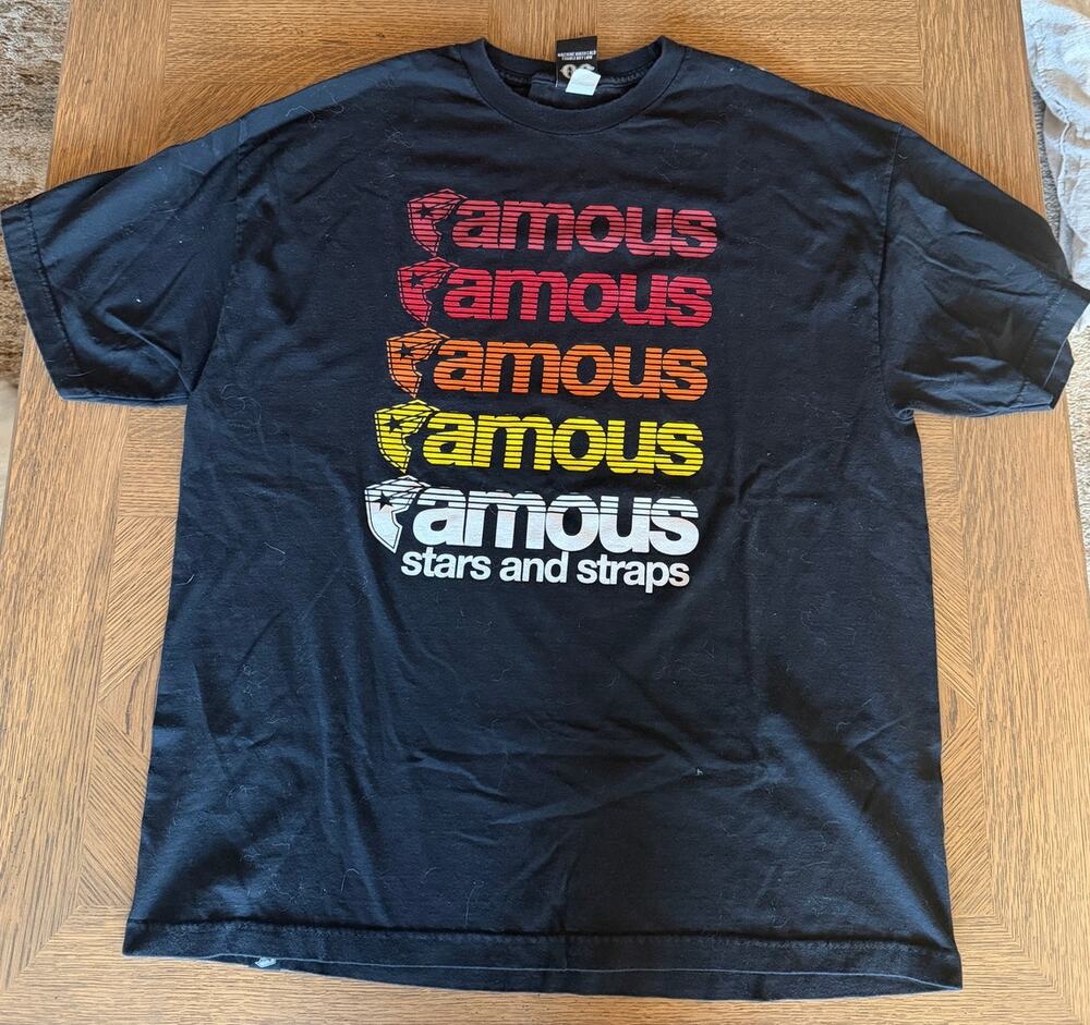 Famous Stars and Straps XXL Black Graphic Tee Y2K Skate Streetwear Travis Barker